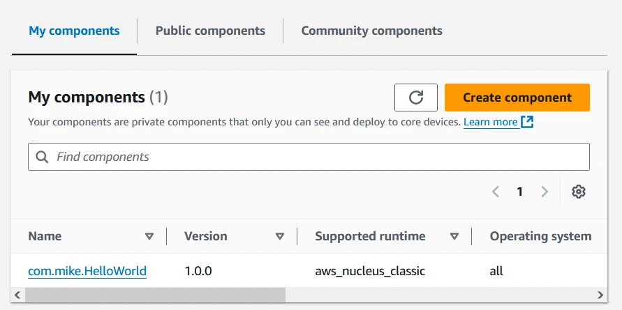 Custom Greengrass components in account and region