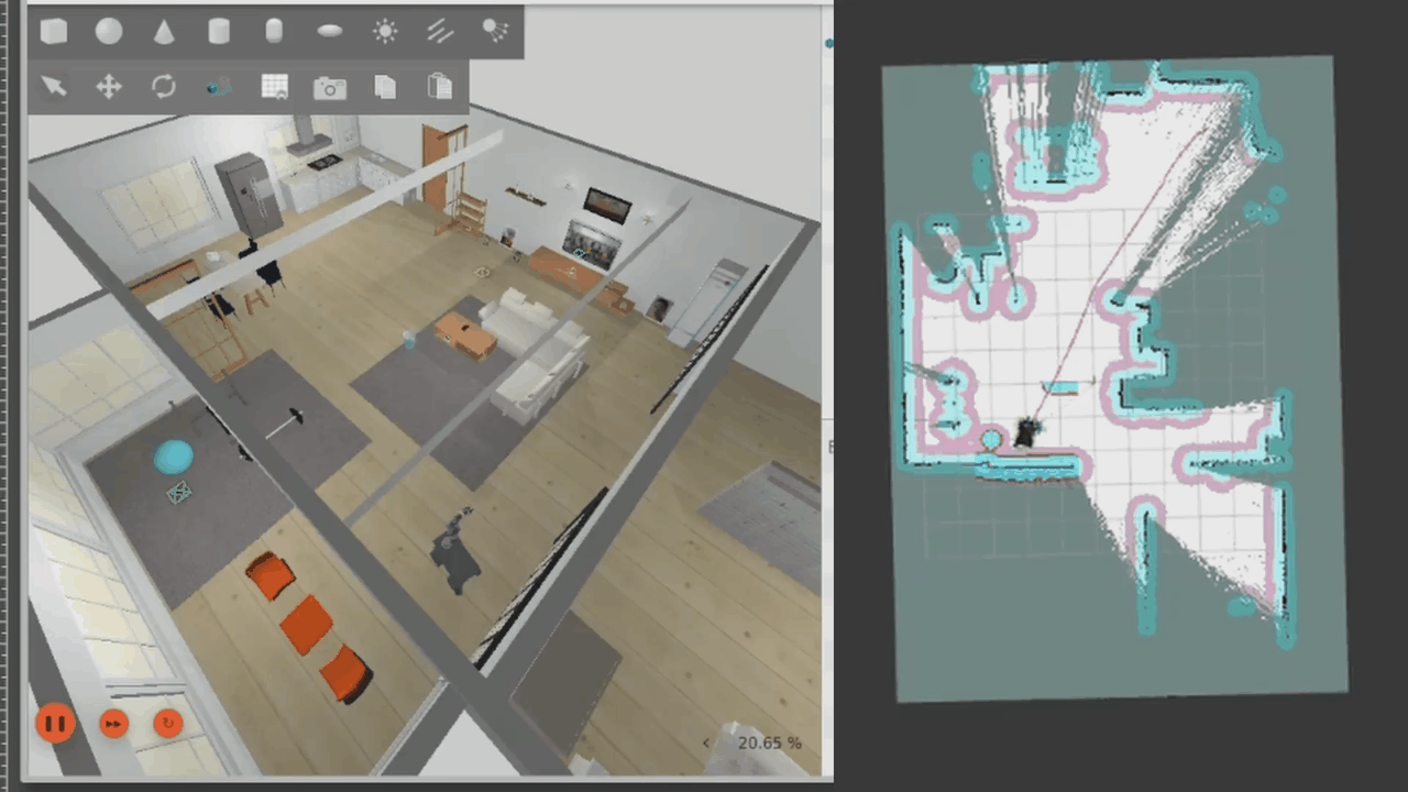 Gif showing robot navigating to the kitchen