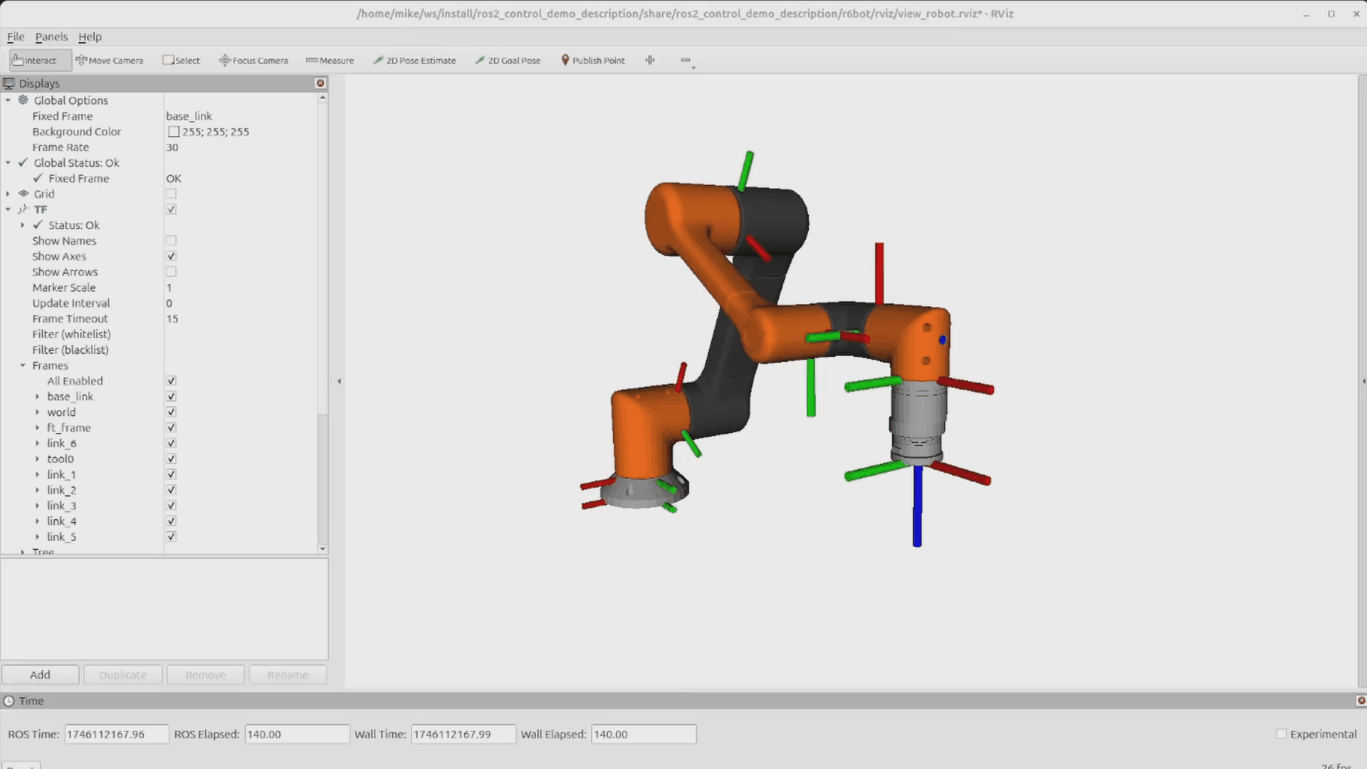 Simulated robot arm performing circle motion
