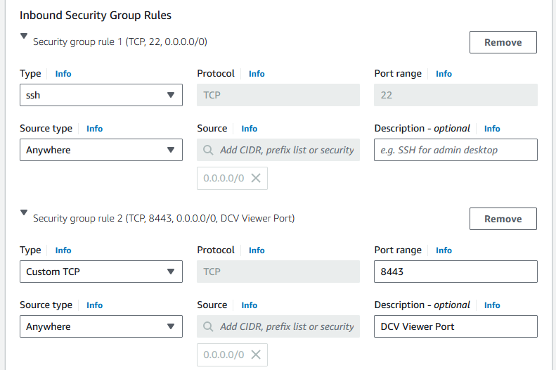 Security group rules for EC2 instance