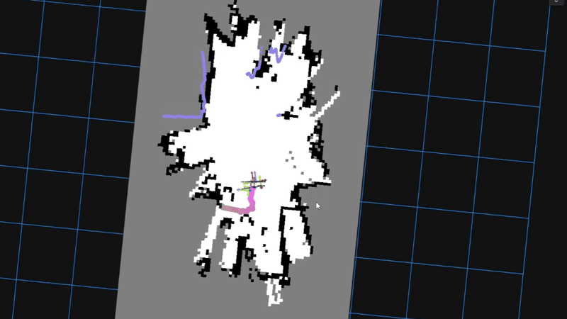 Foxglove clip showing robot wandering