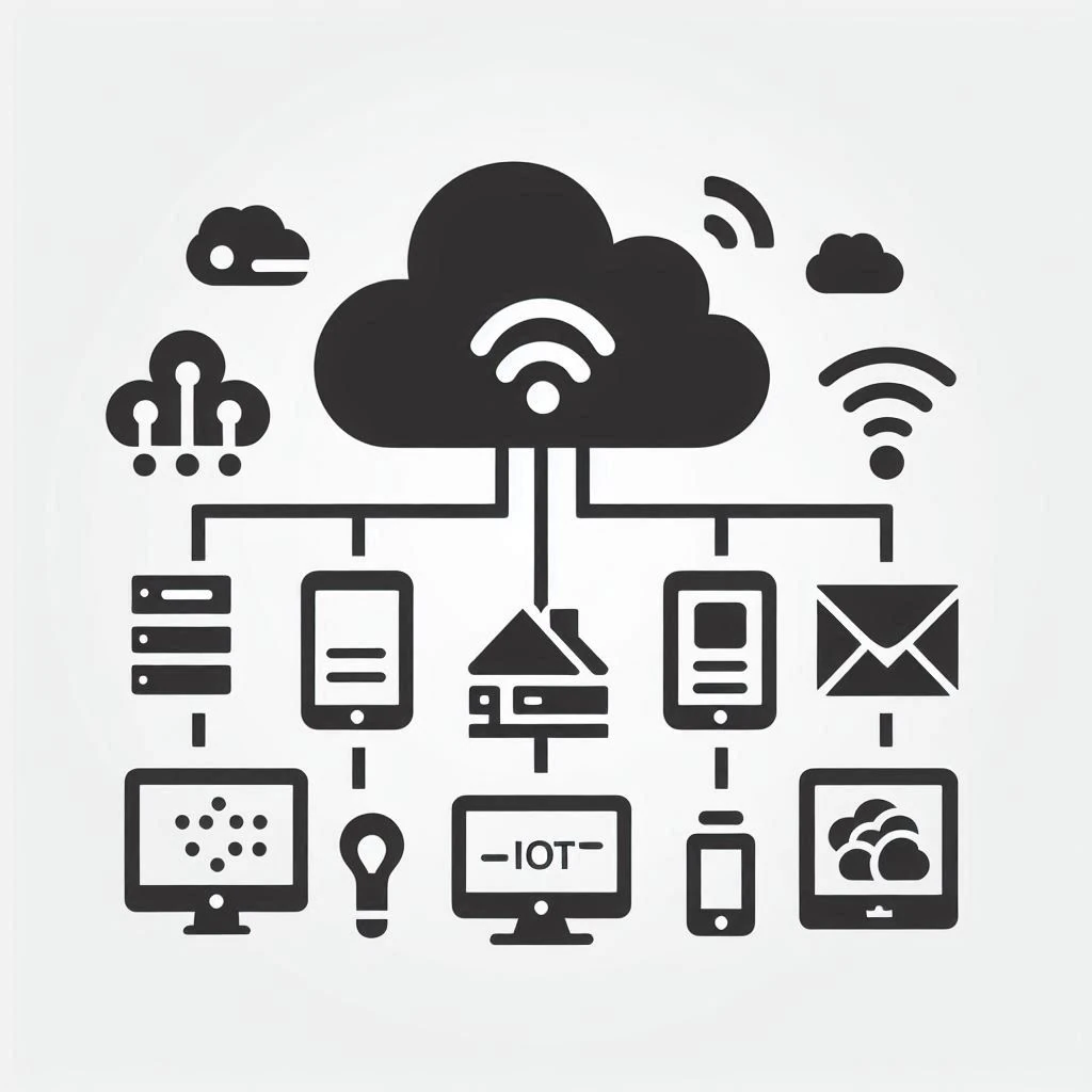 Abstract icon representing IoT devices talking to cloud-based IoT platform